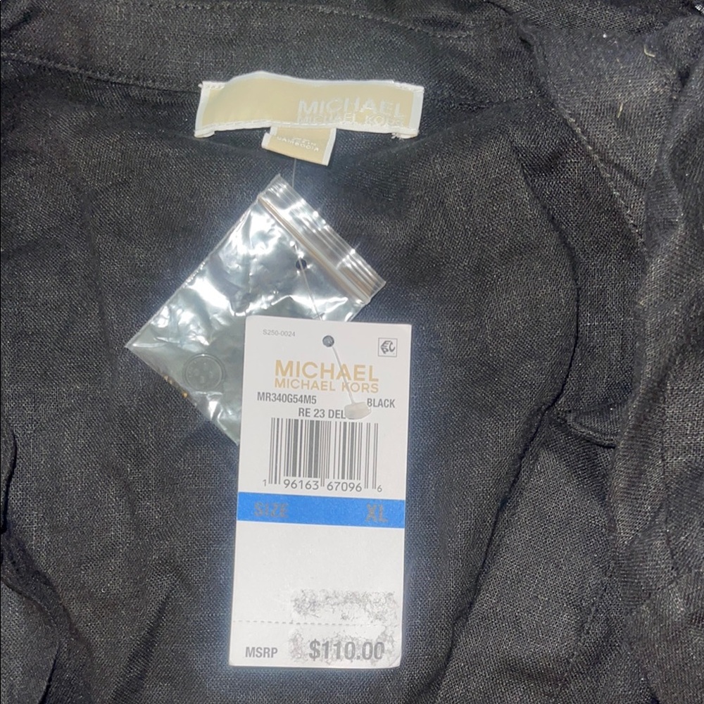 Michael Kors Black Bell Sleeve Blouse with Tie Front - Picture 2 of 3